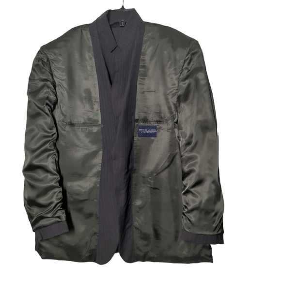 OSCAR DE LA RENTA Luxury Men's Suit Brown and Blue Stripped Size  46 Regular - Picture 7 of 17